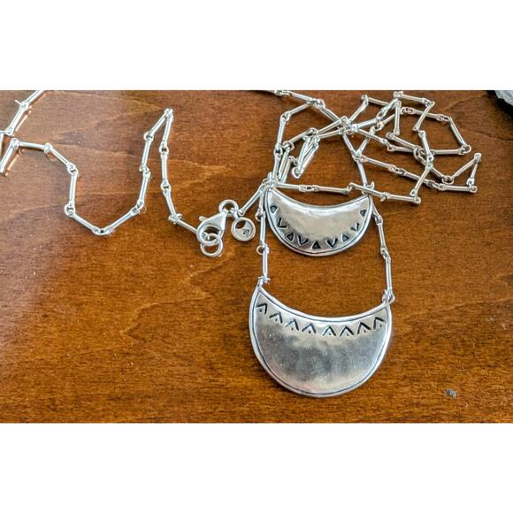 SILPADA Sterling Silver Half Moon Celestial Chic Pendant Long Bar Link Necklace - Picture 2 of 7